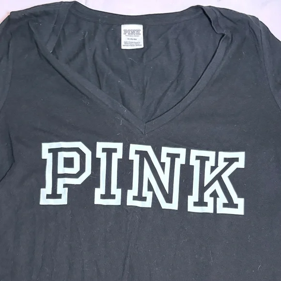 PINK Victoria's Secret Black V-Neck Tee - Picture 2 of 8
